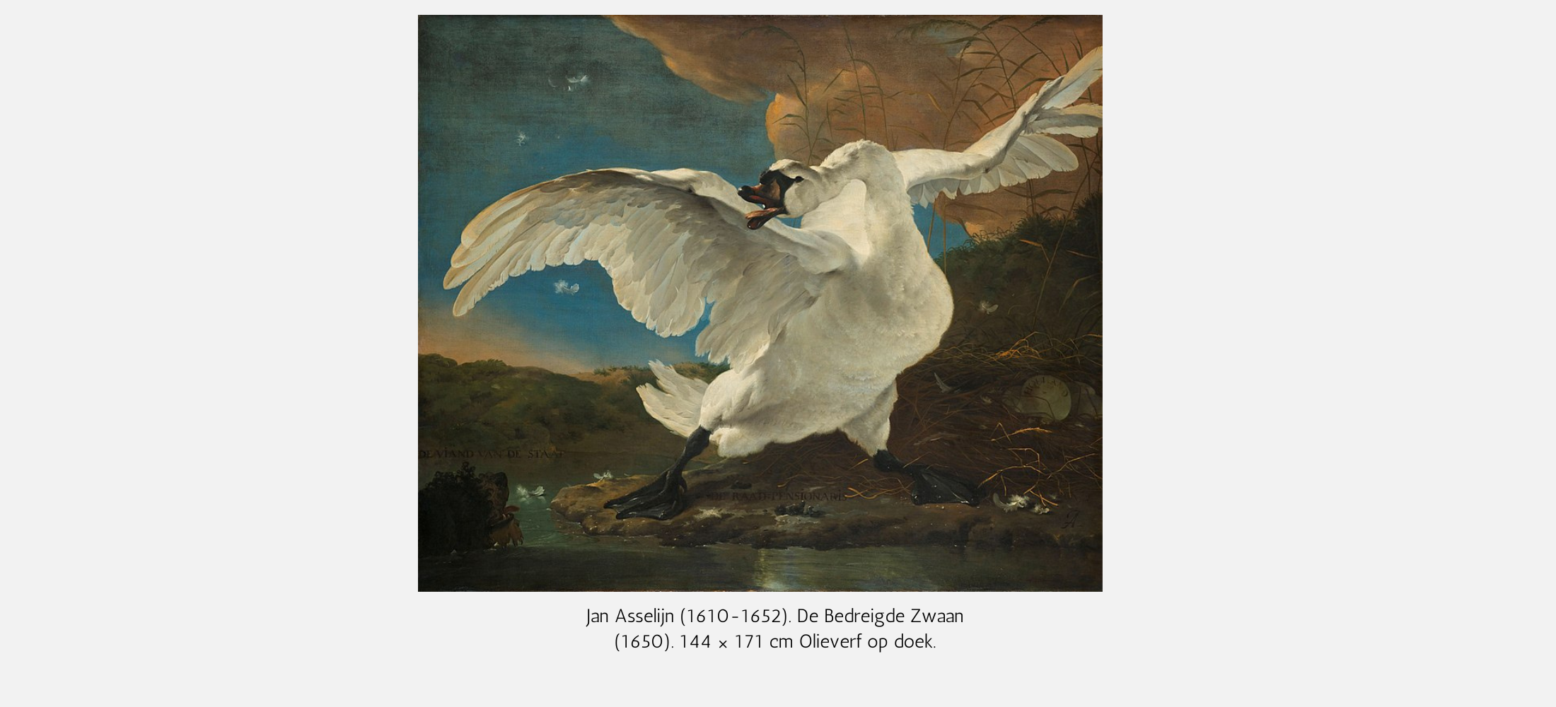 De bedreigde zwaan, Jan Asselijn, schilderij, Olieverf op doek